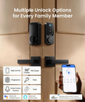 Fingerprint Smart Lock Dope With Two Lever Handles Keyless Front Door Entry Set Electronic Keypad Deadbolt App Control