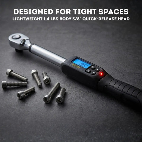 Half Inch Drive Digital Torque Wrench With Buzzer And LED Flash Notification Adjustable From 14.8 To 147.5 Foot Pounds