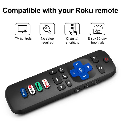 Two Pack Replacement Remote For Roku TV Compatible Smart TVs Infrared Universal Remote No Pairing Needed Just Insert Two AAA Batteries Works With TCL Hisense Onn Sharp Element Westinghouse Philips Roku TVs Batteries Not Included