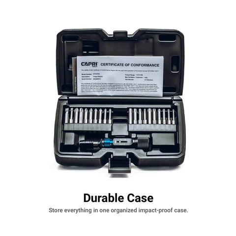 Ultra Precision Torque Limiting Screwdriver Set With Adjustable Range From 1.5 To 6 Inch Pounds In 0.05 Pound Increments For Electronics Computers And Delicate Instruments One Hand Torque Quick Adjust For Precise Electronics Repair in durable case with certificate and bits