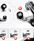 Close-up of 10 mm fastener plier with 5 prong fasteners from Dope Pearl Snap Button Kit With 400 Pieces for DIY projects
