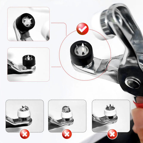 Close-up of 10 mm fastener plier with 5 prong fasteners from Dope Pearl Snap Button Kit With 400 Pieces for DIY projects