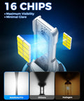 H11 H8 LED Fog Light Bulbs 10000 Lumens 6000K White Ultra Bright showing 16 chips for maximum visibility and minimal glare