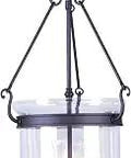 Jefferson 3 Light Bronze Bell Jar Hanging Lantern With Clear Glass Traditional Steel Fixture for dining room kitchen