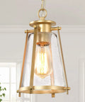 Gold Pendant Light Fixture For Kitchen Island And Dining Room, Brass Hanging Light With Bubble Seeded Glass, Warm Glow Pendant