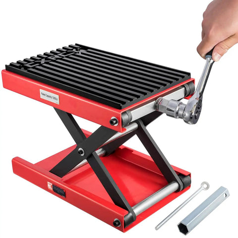 1200 Lbs Motorcycle Lift Scissor Jack for Dirt Bikes and ATVs Heavy Duty Steel Hoist Stand with Ratchet Wrench Crank Handle