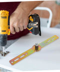 Installing heavy-duty adjustable hinge with power drill on furniture for secure connection and high load capacity.