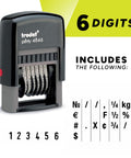 Six Digit Self Inking Numbering Stamp With Crisp Black Ink Marks And Zero Mess Build For Fast Office Workflows That Really Nails The Job Every Single Time showing adjustable dials.