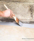 Applying Catalyzed Epoxy Garage Floor Paint Kit, Waterbased Semi Gloss Finish, Showroom Gray, along concrete edge with brush