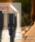 Straight Up Heavy Duty C7 To C8 Power Extension Cable 3 Pack IEC 320 Female To Male Adapter Cord near desk lamp.