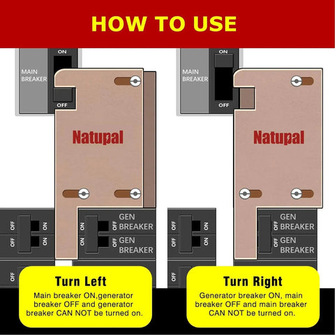 Illustration of Generator Interlock Kit for Square D vertical main 150/200 Amp, showing left and right operation instructions.