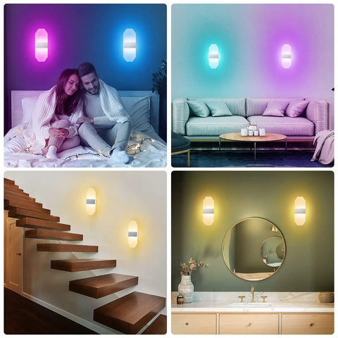 RGB LED Wall Sconce Lights With Stepless Dimming And Bluetooth Control, 3000K To 6000K Color Temperature, in bedroom, living room, hallway, bathroom settings