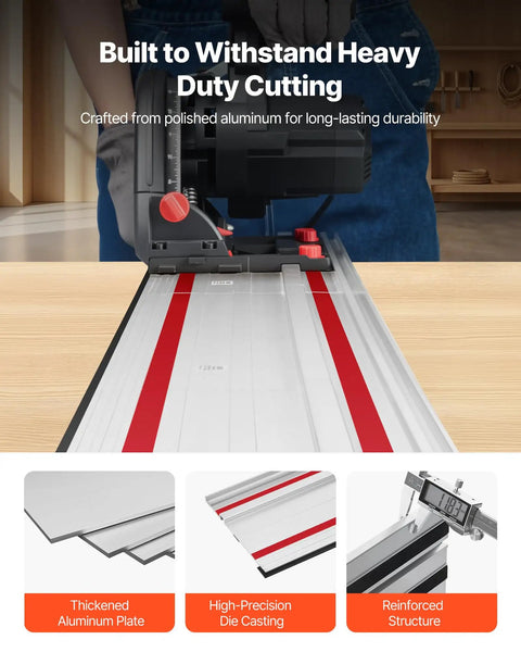 55 Inch Track Saw Guide Rail Kit With Two Twenty Seven Point Five Inch Aluminum Rails And Connector for woodworking setup