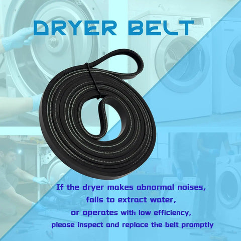 Premium Dryer Drum Conveyor Belt Replacement with Durable Rubber and Reinforced Polyester displayed with DIY instructions.