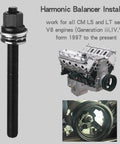 Crank Pulley Puller And Harmonic Balancer Kit For GM LS LT V8 Engines next to engine and pulley mechanism