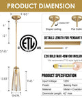 Diagram showing dimensions of Modern Black And Gold Pendant Light With Cone Shade And Gold Frame For Kitchen Island And Dining Room Or Foyer Height Adjustable Hanging Fixture Perfect For Bedroom Or Hallway Sleek Minimalist Vibe With Bold Easy To Install Appeal.