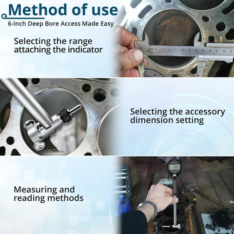 Method of use for Digital Bore Gauge 50-160mm 0.01mm Precision Internal Diameter Measuring Tool with 12 Probes and Case