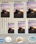 Vintage Steam Train Wall Art Canvas Poster Sunset Landscape Retro Vibe Locomotive Railway Picture for Living Room Decor