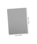 Self Adhesive Linen Repair Patch Kit, 5 Pieces, Grey Appliques For Quick Tees And Jeans Fixes, shown with measurements