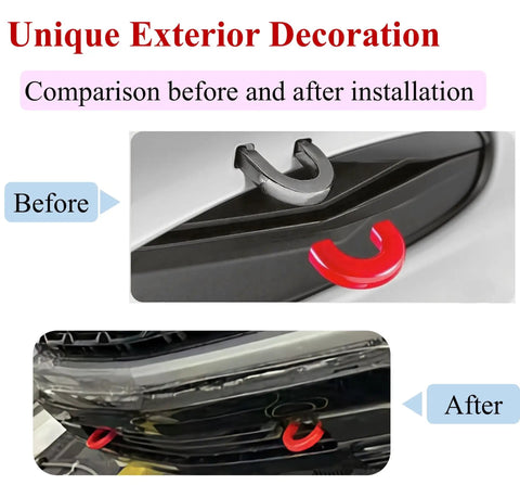 Chevy Colorado GMC Canyon Tow Hook Covers Front Hitch Cover Red Custom Fit For Trail Boss 2015 2026 And Canyon 2015 2022 Gap Free Factory Style Protection With Easy Install Truck Accessory comparison before and after installation