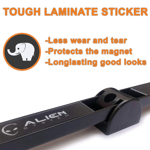 Close-up of Magnetic Tool Strips Organizer 5 Pack with Sixty Inches Total Length PVC Sticker Coated Magnetic Rails for Tools.