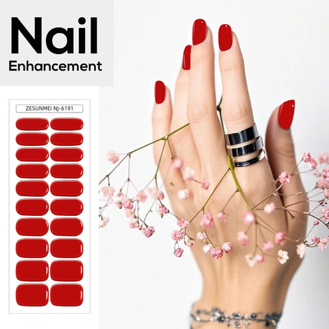 Semi Cured Gel Nail Strips Kit 20PCS For DIY Manicure Works With Any UV And LED Lamp Long Lasting No Peeling Easy To Apply