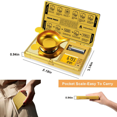 Pocket High Precision Milligram Scale 0.001g Resolution With 50g Capacity Digital Jewelry Gold Powder Gem Scale Cal Weight Tweezers And Tray Included For Quick Easy Weighing, compact size
