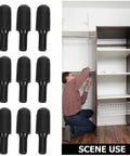 Heavy Duty Carbon Steel Shelf Pegs With Rubber Caps 24 Pack For Cupboard And Cabinet Shelves, showing installation scene