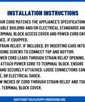 Installation instructions for 10 Foot Range Power Cord With 3 Prong Plug For 50 Amp 250 Volt Appliances, Heavy Duty 6/2 And 8/1 Gauge Wires
