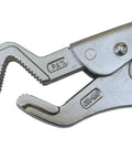Close-up of Heavy Duty Parrot Nose Locking Pliers For Welding Grip Clamping Pipes And Bolts With Adjustable Serrated Jaws.