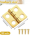 Gold Mini Hinges Set 30 Piece Tiny 13x12mm Brass Butt Hinges With 180 Degree Rotation For Wooden Boxes Jewelry Boxes