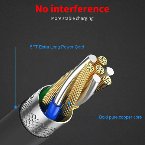 Close-up of MC2805A Charger cable showing inner copper wiring structure for Eureka RapidClean Pro Stylus vacuum.
