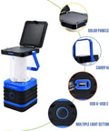 Go-To Solar Rechargeable Lantern For Camping And Hiking, 1000 Lumen LED Light With 5 Modes, IPX4 Water Resistant, solar panel open