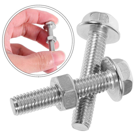 Beefy Heavy Duty Stainless Steel Hex Socket Cap Screws And Nut Set M6x30 Flat Head Bolts With Washers, 2 Piece, close-up view