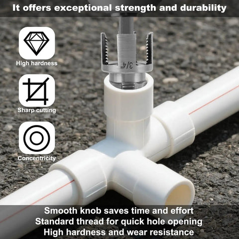 Three Piece Pipe Threading Tool Set Heavy Duty With Dual Function Internal And External Thread Cutter for PVC Pipes in action