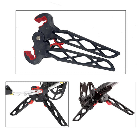 Folding Archery Bow Stand For Compound Bows With Non Slip Grip, Lightweight Ground Holder And Limbs Clamp Kickstand Image