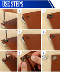 Step-by-step installation guide for 24 Sets Leather Snaps And Fasteners Kit 15mm Metal Snap Button Kit With 4 Installation Tools