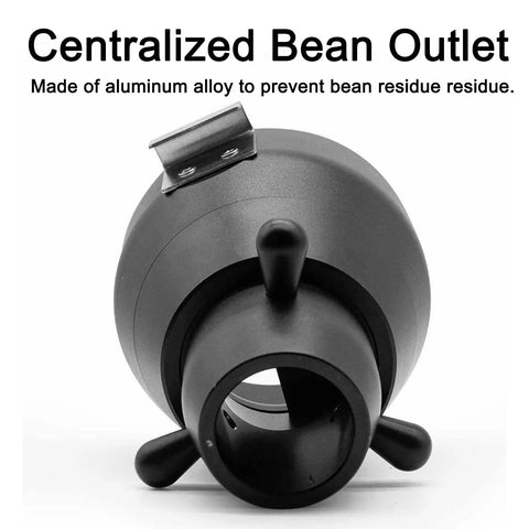 Centralized bean outlet made of aluminum alloy for wall mounted coffee bean dispenser storage container with sealed airtight lid.