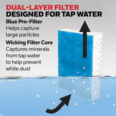 Image of a dual-layer filter illustrating its wicking filter core for Must Have Replacement Wicking Filter T For HFT600PF1 Humidifier 1 Pack White Cool Mist Unit Compatible Inhibits 99.9 Percent Of Particle Growth Ideal Bedroom Humidifier Filter