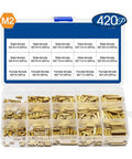 Knurled Round Brass Standoff Spacer Kit Dope 420 Or 440 Pieces M2 Male Female Mounting Hardware With Screws Nuts For Motherboard PCB Projects Precise Durable Spacing And Solid Mounting, open parts case