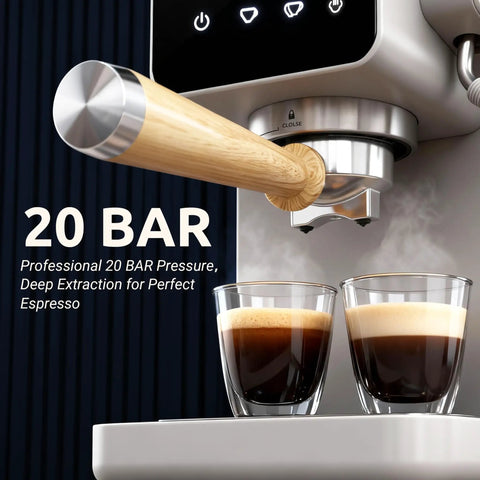 Next Level Touchscreen Espresso Machine Loaded With A 20 Bar Italian Pump And Quick Release Steam Wand for espresso extraction.
