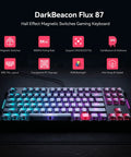 Flux87 He Mechanical Gaming Keyboard With Crisp Hall Effect Magnetic Switches, 0.01mm Rapid Trigger, RGB backlight, TKL layout.