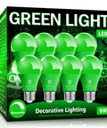 LED A19 Green Light Bulb Dimmable 9W Equivalent To 100W E26 Base 20000 Hours Party Decor 2 Pack Packaging