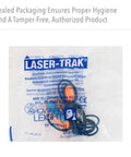 Sealed packaging of 100-Pair 32 NRR Laser Trak Corded Single-Use Earplugs Orange And Blue for compliance and safety audits