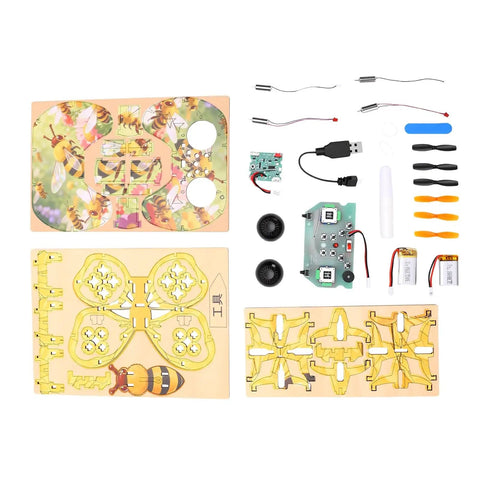 Wooden RC Drone Kit For Beginner Friendly Hobbyists, beechwood parts and electronic components for assembly