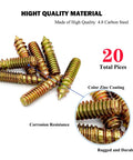 20 Pack 1/4-20 Hanger Bolts Double Ended Wood Dowel Screws Self Tapping Furniture Hardware Galvanized Carbon Steel Fasteners heavy duty screws with zinc coating.