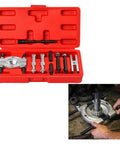Professional 9 Piece Bearing Separator Puller Set Removal Tool Kit Features Blade Edge Design That Fits Tight Spots Separating Rings Quickly To Prevent Damage During Installation Great For Mechanics Saving Time Fixing Cars Smooth No Stress Now. red case, steel parts
