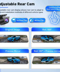 Adjustable rear view on All In One Mirror Dash Cam For Car With Crisp 4K Front And 2.5K Rear IMX335, multiple angle display options.