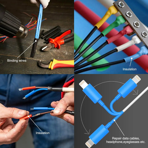 Heavy Duty 3 To 1 Ratio Heat Shrink Tubing 2.5 Inch Black Roll used for binding automotive wires and insulating connection points.