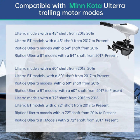 Minn Kota Ulterra trolling motor models compatible with 45 to 72 inch shafts